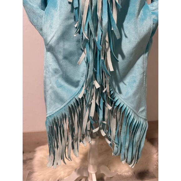 California Jacket NWT blue velvet fringe boho chique S jacket - Picture 4 of 13